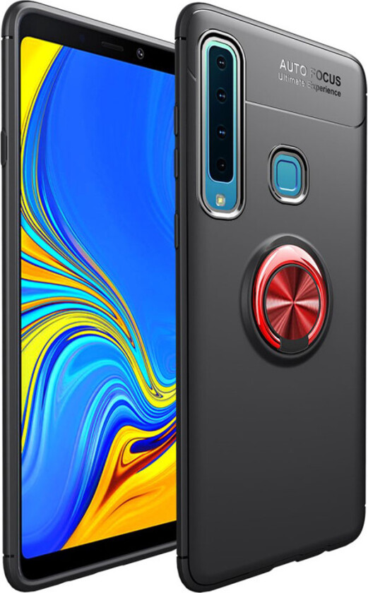Galaxy A9 beskyttelses deksel av TPU med finger ring - svart og rød