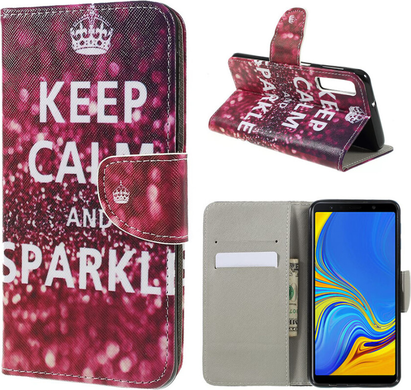 Galaxy A7 beskyttelses deksel av syntetisk skinn med printet mønster og kryss tekstur - hold deg rolig og skinn