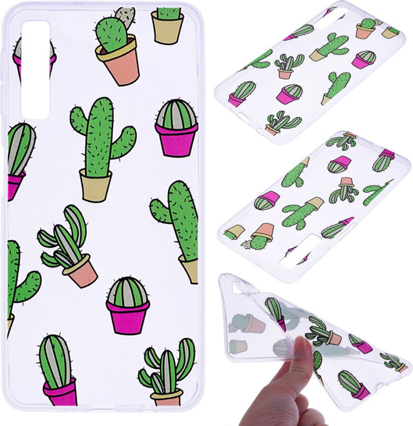 Galaxy A7 beskyttelses deksel av TPU med printet mønster - kaktus
