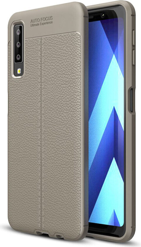 Galaxy A7 beskyttelses deksel av TPU med litchi tekstur - grå
