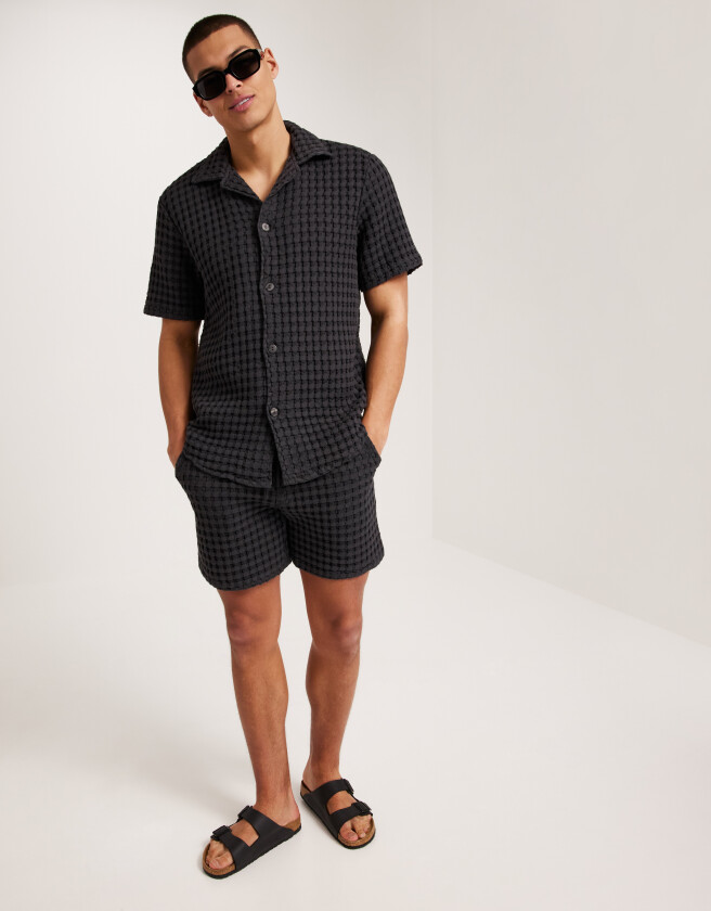 Waffle Shorts Shorts Svart