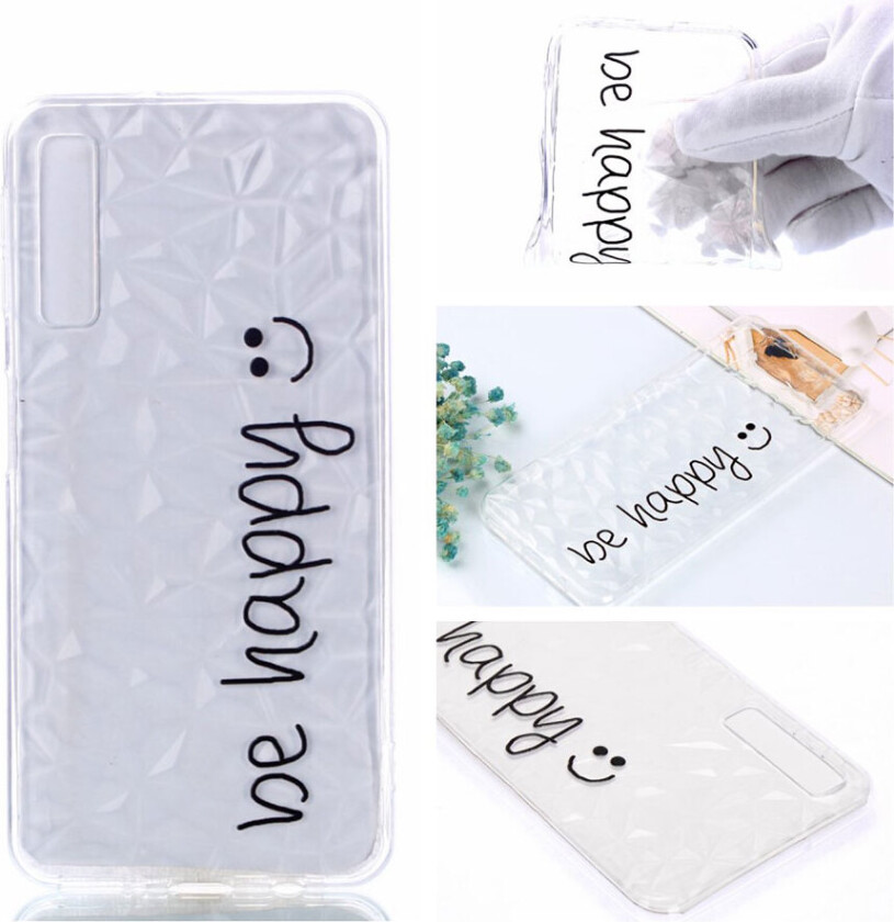 Galaxy A7 beskyttelses deksel av TPU med 3D diamant tekstur og hevet printet mønster - vær glad