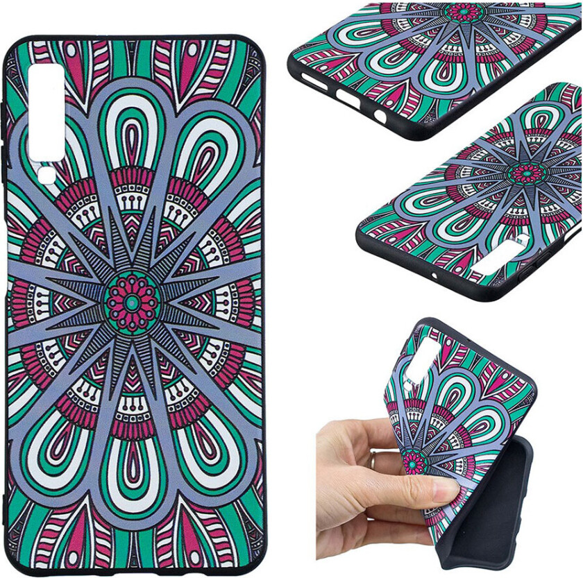 Galaxy A7 beskyttelses deksel av TPU med hevet printet mønster - symetrisk mønster