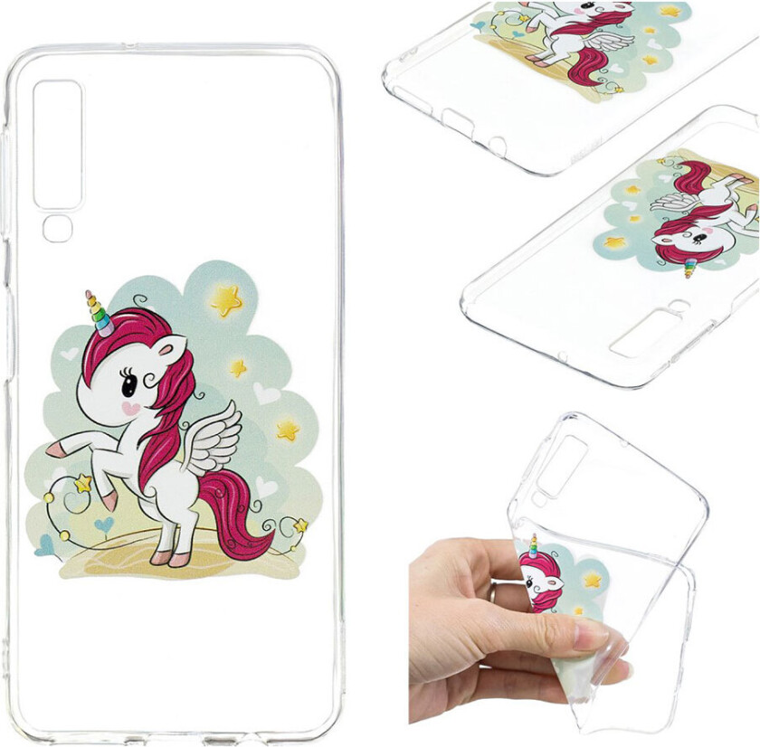 Galaxy A7 beskyttelses deksel av TPU med printet mønster - enhjørning mønster