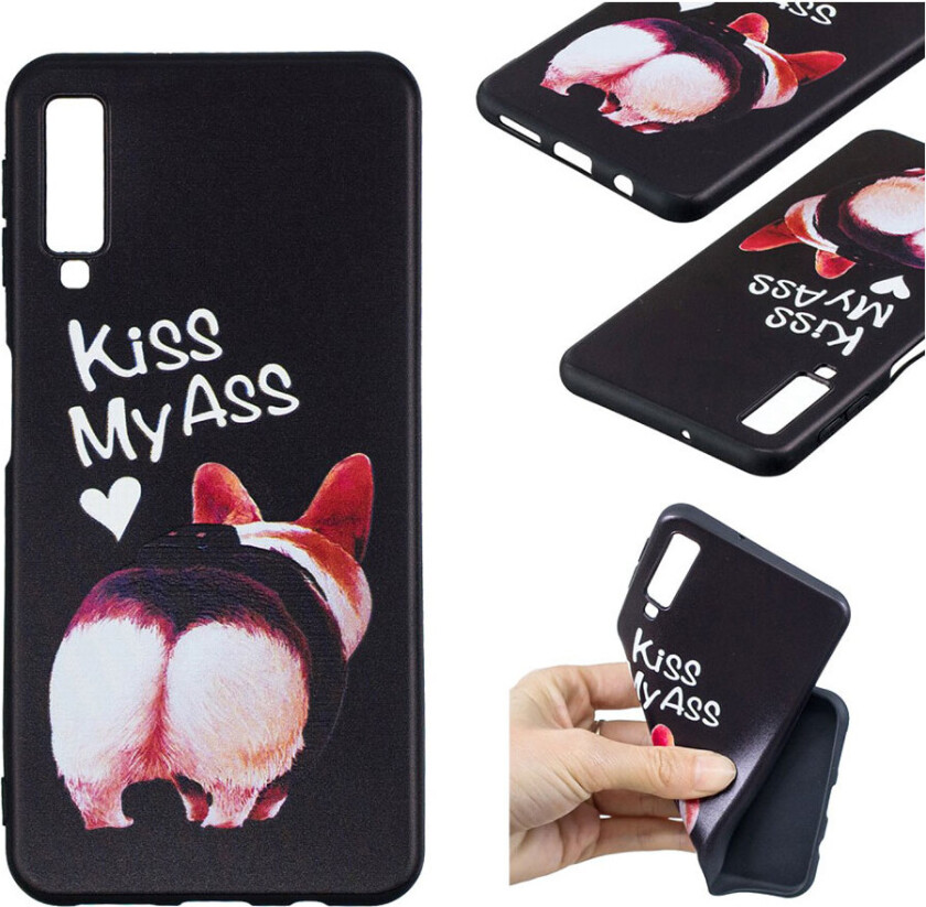 Galaxy A7 beskyttelses deksel av TPU med hevet printet mønster - kyss meg i ræva