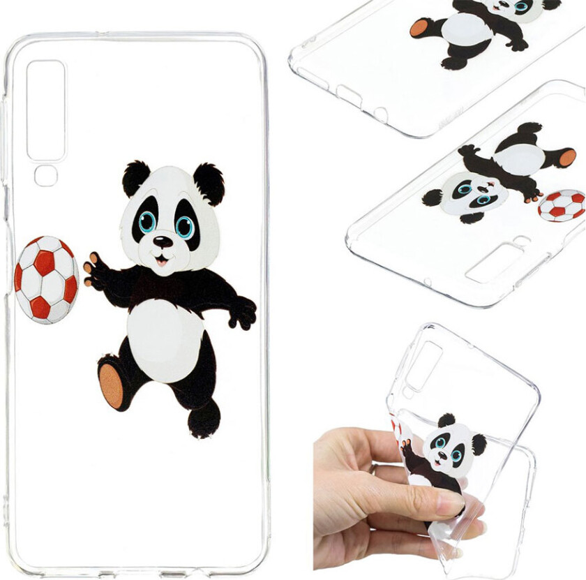 Galaxy A7 beskyttelses deksel av TPU med printet mønster - panda spiller fotball