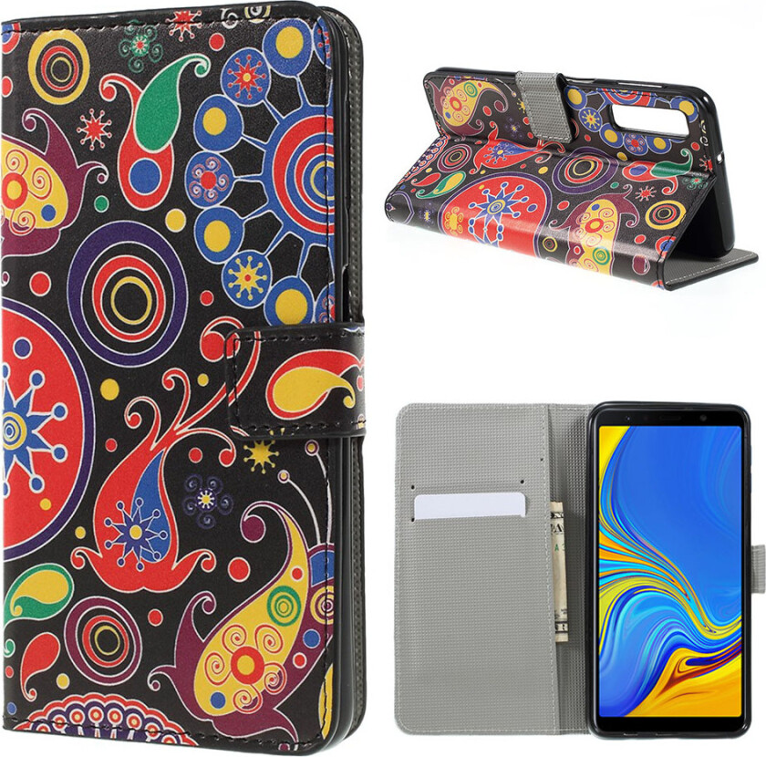 Galaxy A7 beskyttelses deksel av syntetisk skinn med printet mønster - abstrakt mønster