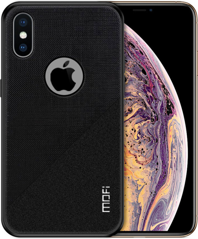 MOFI iPhone XS beskyttelses deksel av plastikk dekt i tekstil tøy - svart