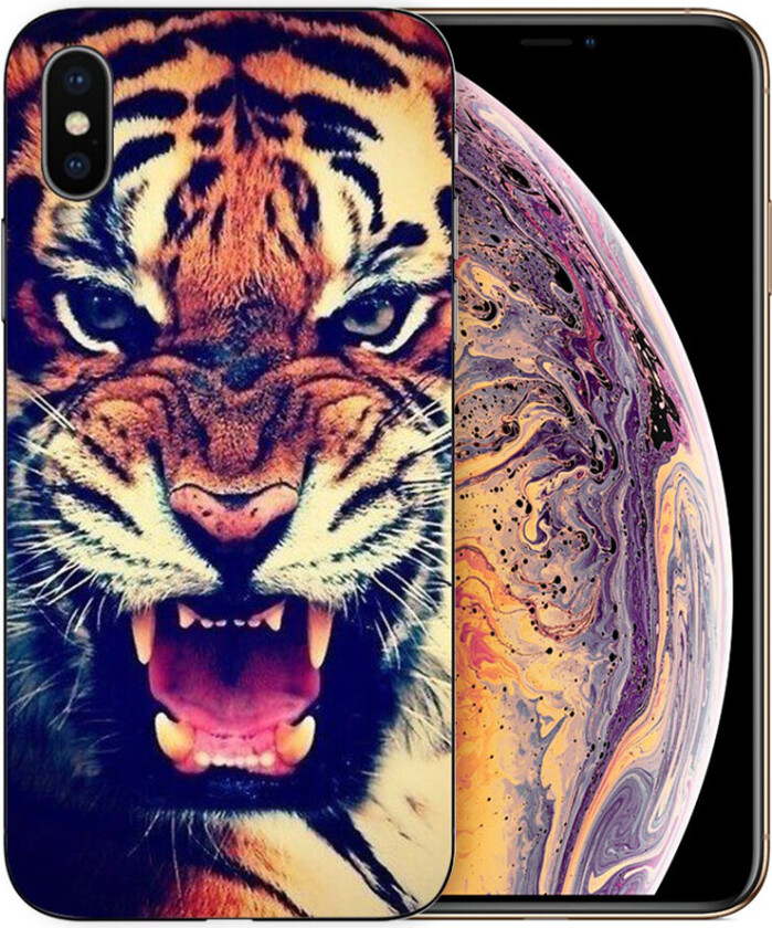 iPhone XS beskyttelses deksel av TPU med printet mønster - tiger