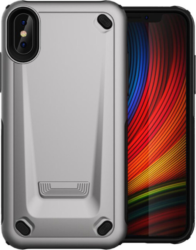 iPhone XS beskyttelses deksel av plastikk og TPU - lyse grå