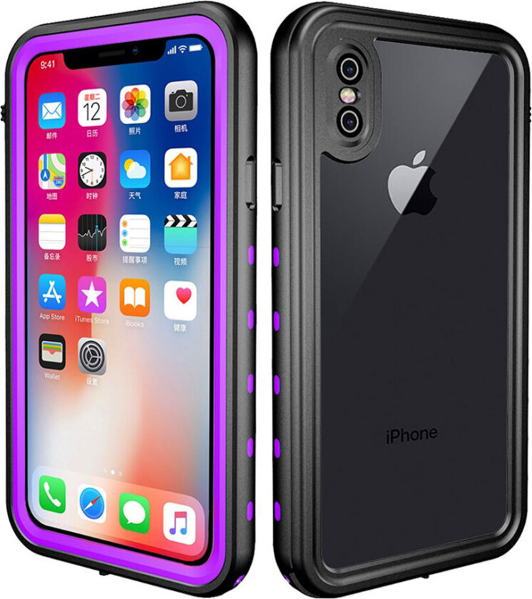 REDPEPPER iPhone Xs Max beskyttelses deksel av plastikk og TPU med vanntett design- svart og lilla