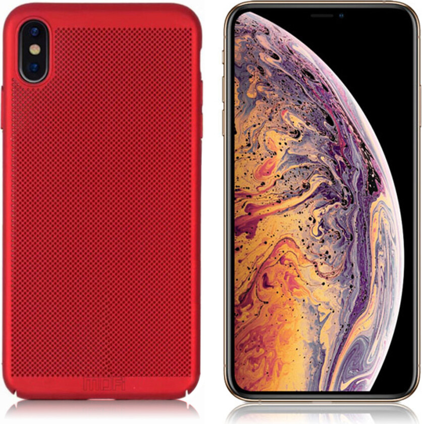 MOFI iPhone Xs Max beskyttelses deksel av plastikk med gitter tekstur - rød