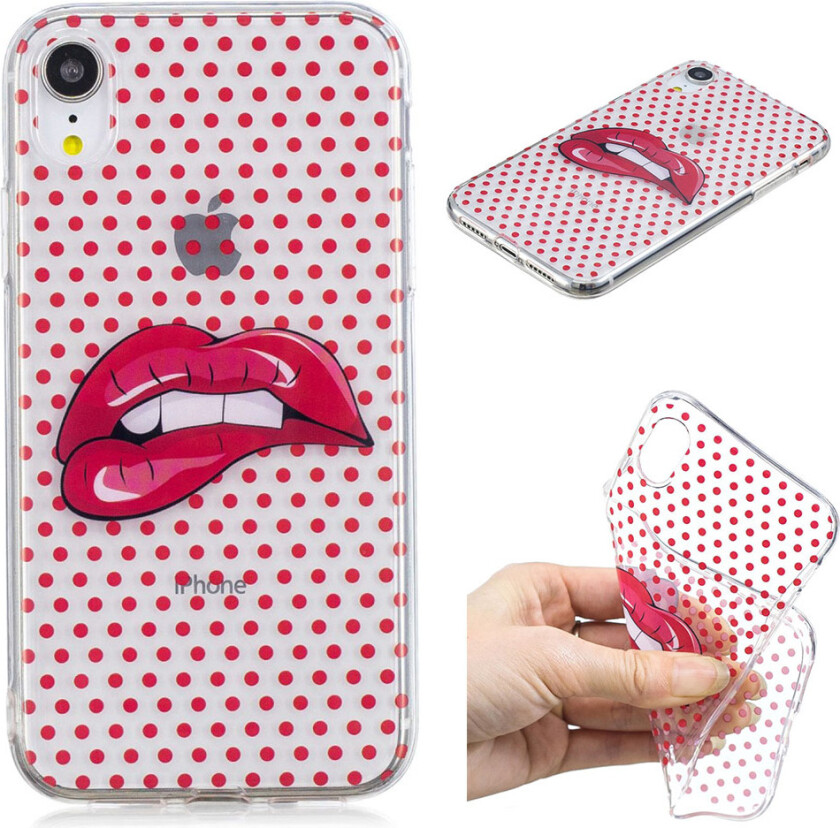 iPhone Xr beskyttelses deksel av TPU med IMD printet mønster - røde lepper