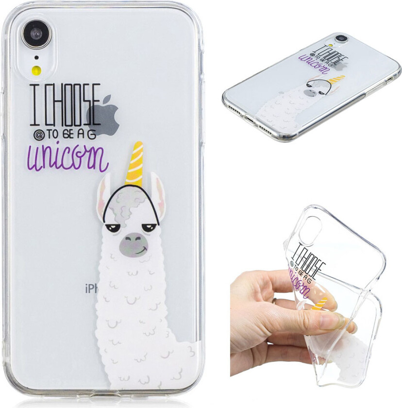 iPhone Xr beskyttelses deksel av TPU med IMD printet mønster - jeg velger å være en enhjørning