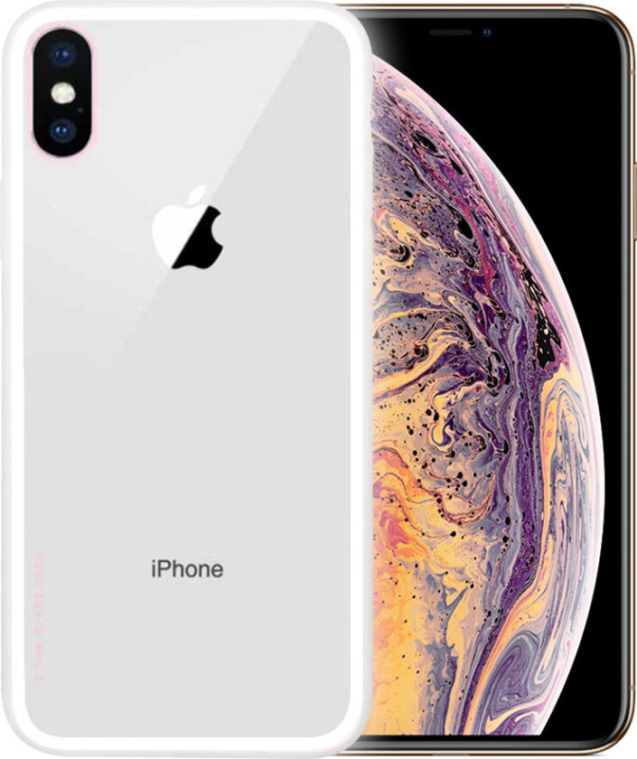 NXE iPhone XS beskyttelses deksel av glass og TPU - hvit