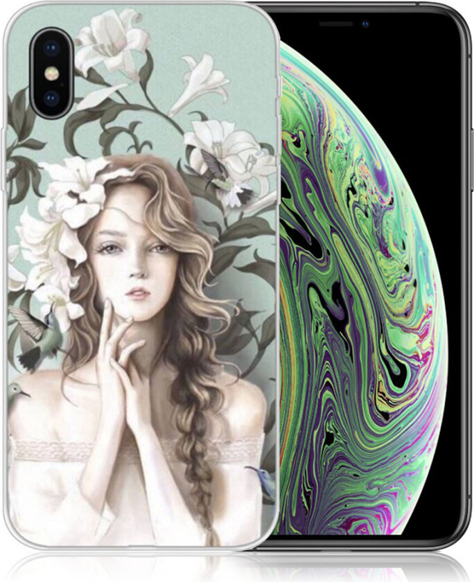 iPhone XS beskyttelses deksel av TPU med printet mønster - pene jenter