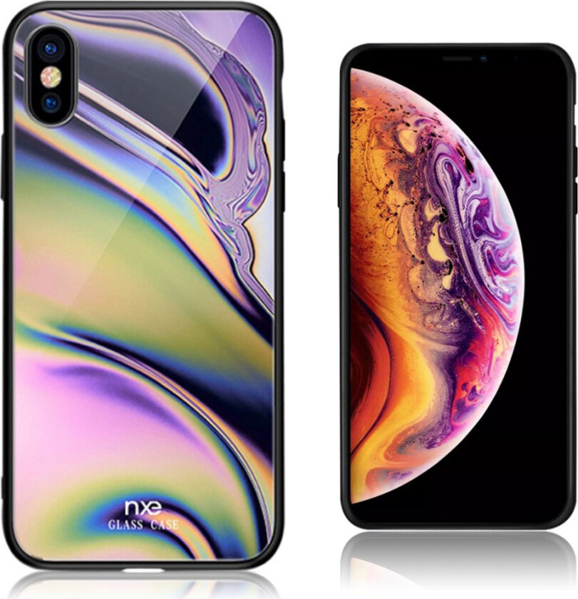 NXE iPhone Xs Max beskyttelses deksel av TPU og herdet glass med lys mønster - stil A
