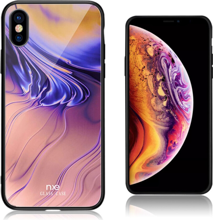 NXE iPhone Xs Max beskyttelses deksel av TPU og herdet glass med lys mønster - stil C