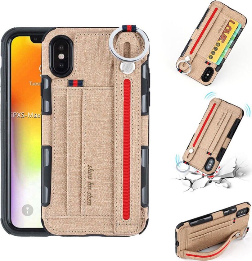 SHOUHUSHEN iPhone Xs Max beskyttelses deksel av plastikk dekt i tekstil tøy - khaki