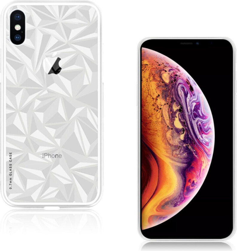 NXE iPhone Xs Max beskyttelses deksel av herdet glass og TPU - hvit