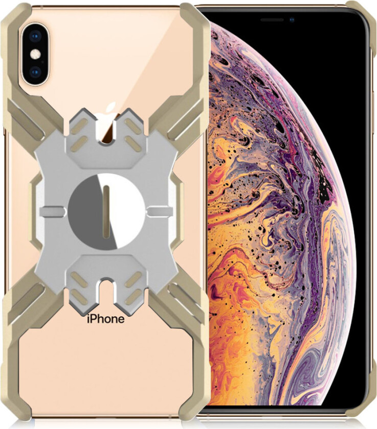 iPhone Xs Max beskyttelses deksel av metall med galvanisert overflate - sølv og gull