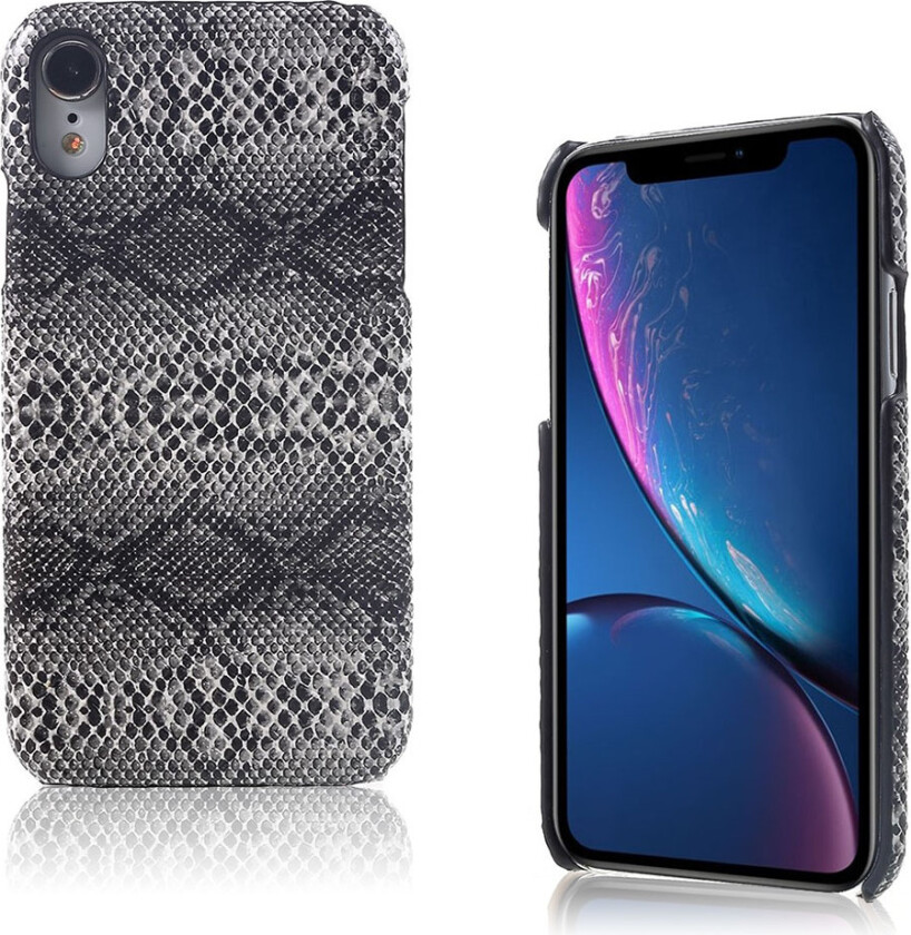 iPhone Xr beskyttelses deksel av hard plastikk dekt i syntetisk skinn - slange tekstur