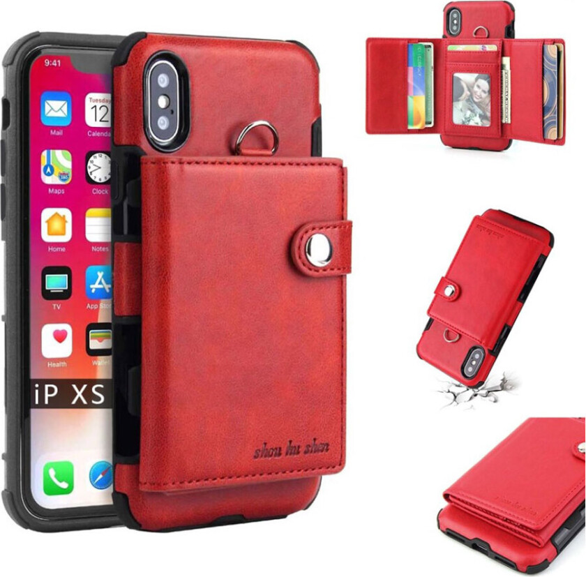 SHOUHUSHEN iPhone XS beskyttelses deksel av hybrid materiale - rød