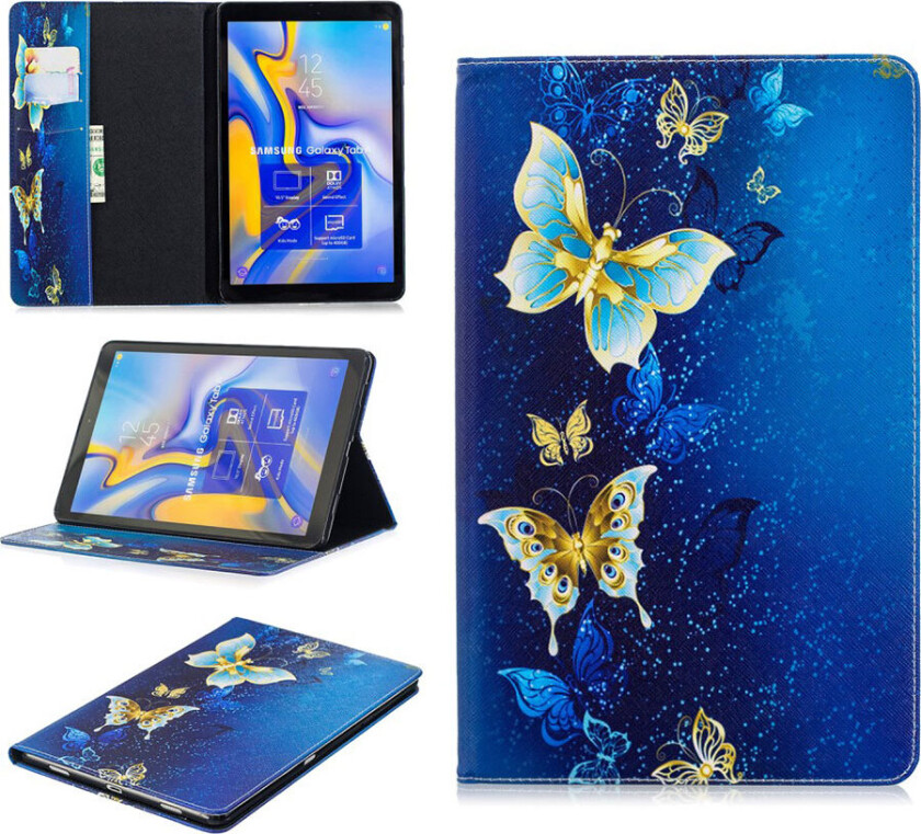Galaxy Tab A 10.5 beskyttelses deksel av syntetisk skinn med printet mønster - elegante sommerfugler