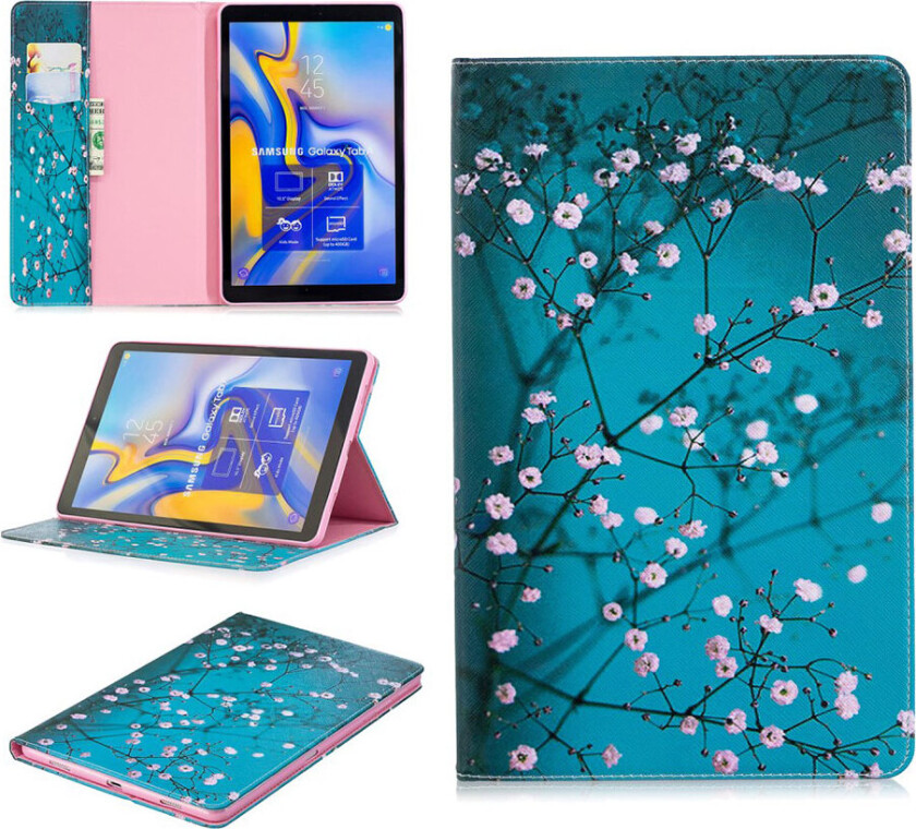 Galaxy Tab A 10.5 beskyttelses deksel av syntetisk skinn med printet mønster - tre med blomster