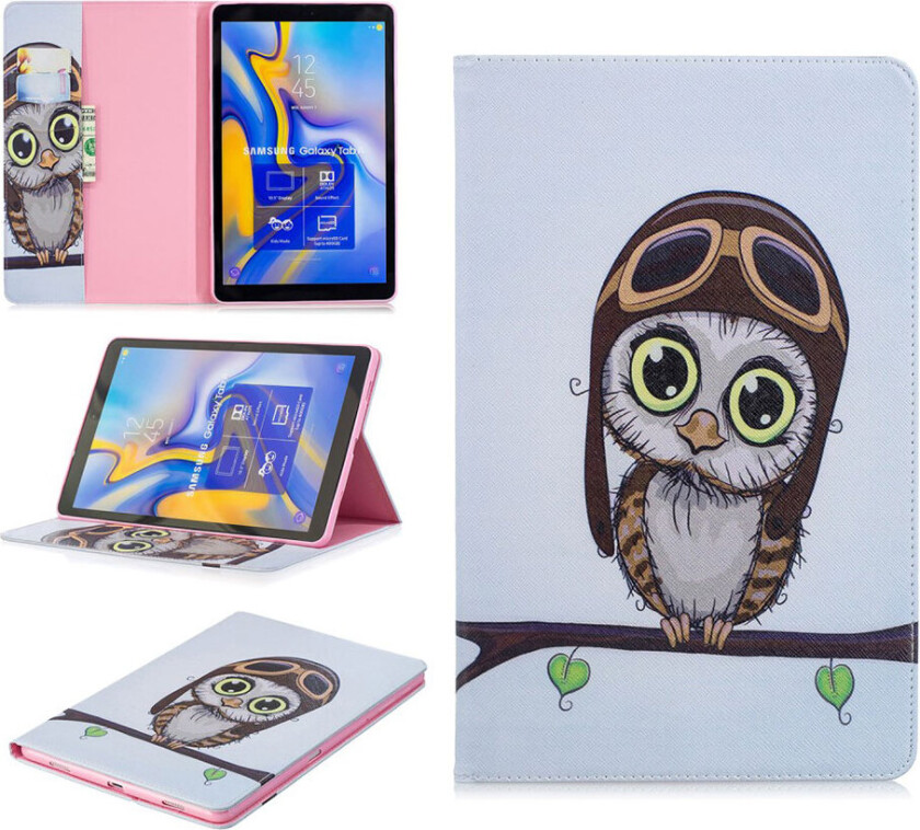 Galaxy Tab A 10.5 beskyttelses deksel av syntetisk skinn med printet mønster - elskelig ugle
