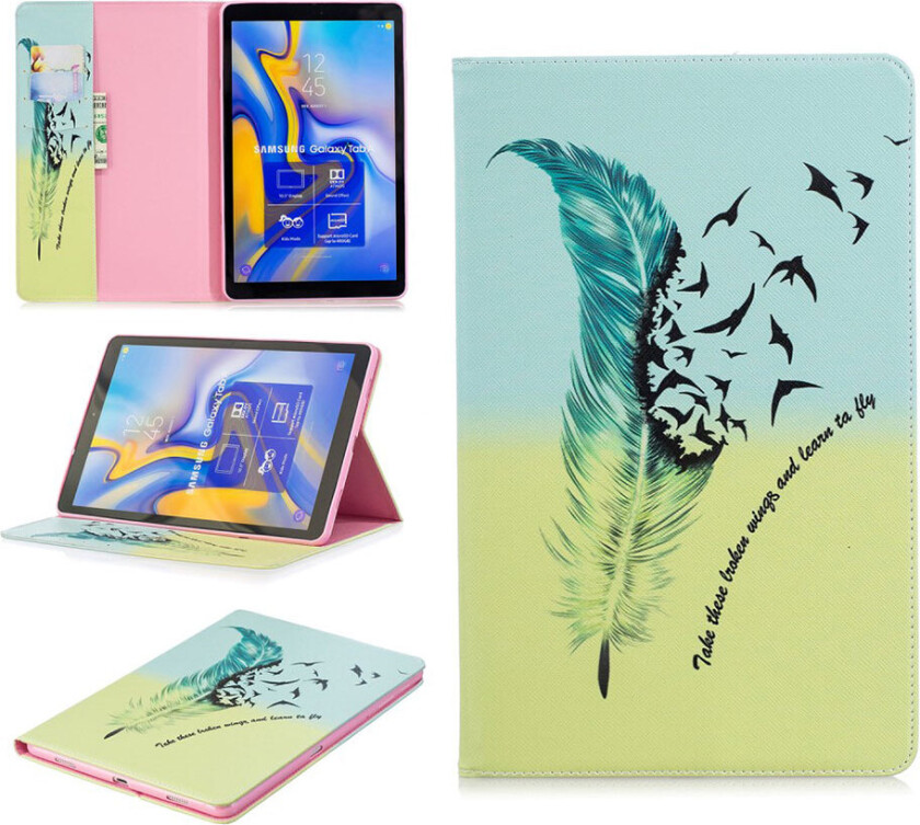 Galaxy Tab A 10.5 beskyttelses deksel av syntetisk skinn med printet mønster - fjær mønster