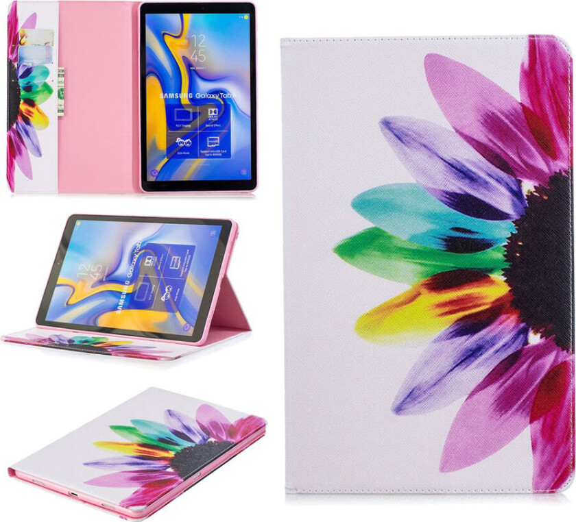 Galaxy Tab A 10.5 beskyttelses deksel av syntetisk skinn med printet mønster - fargerike blader