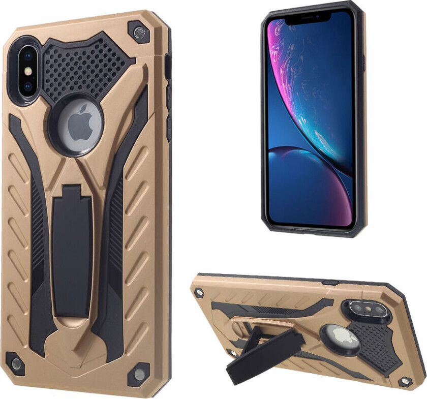 iPhone Xs Max beskyttelses deksel av plastikk og TPU - gull