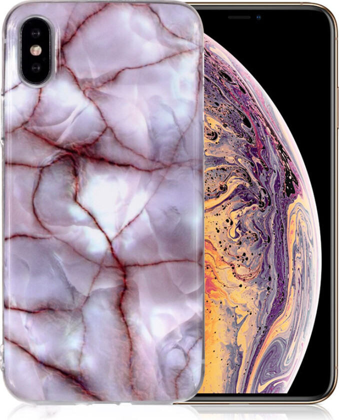 iPhone Xs Max beskyttelses deksel av TPU med IMD marmor printet mønster - stil C