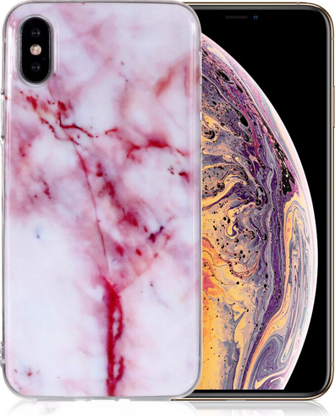 iPhone Xs Max beskyttelses deksel av TPU med IMD marmor printet mønster - stil D