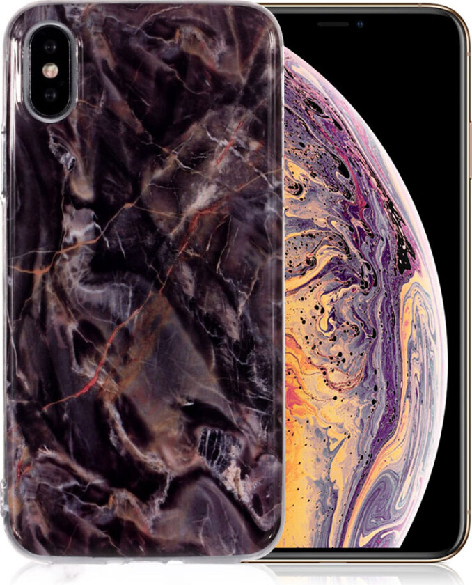iPhone Xs Max beskyttelses deksel av TPU med IMD marmor printet mønster - stil O