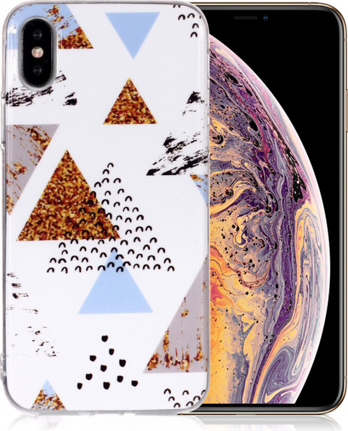 iPhone Xs Max beskyttelses deksel av TPU med IMD marmor printet mønster - stil R