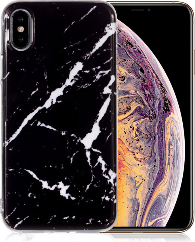 iPhone Xs Max beskyttelses deksel av TPU med IMD marmor printet mønster - stil T
