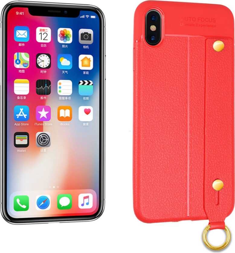 iPhone Xs Max beskyttelses deksel av TPU med litchi tekstur - rød