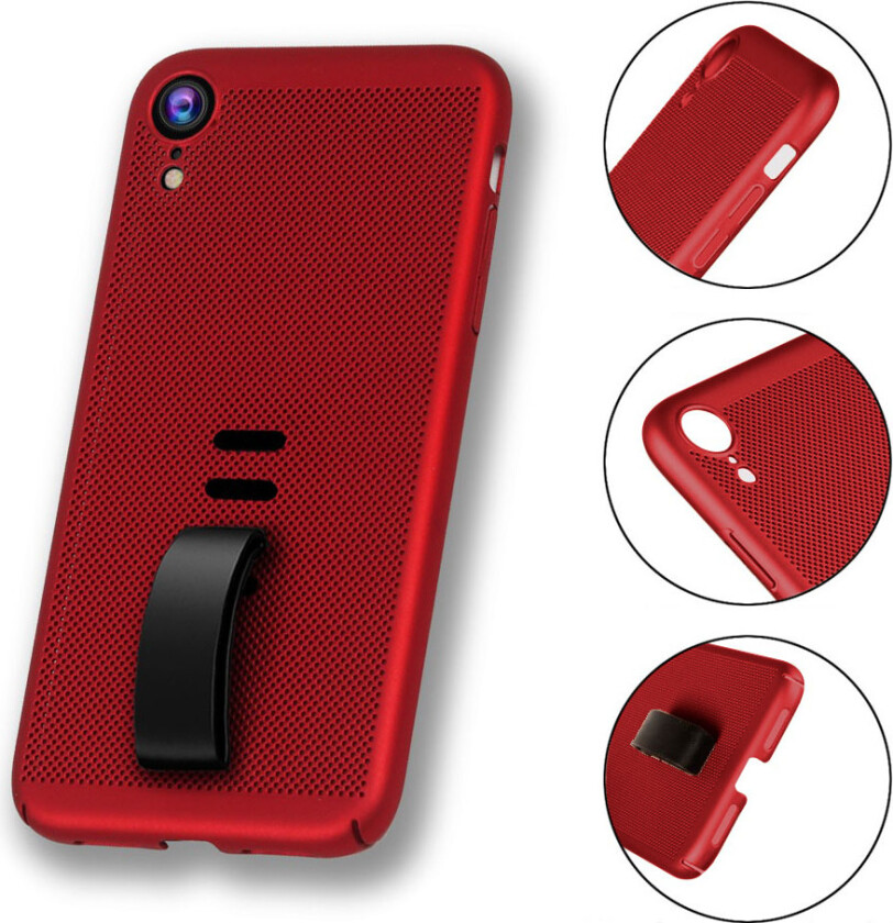 iPhone Xr beskyttelses deksel av plastikk og silikon med nett tekstur - rød