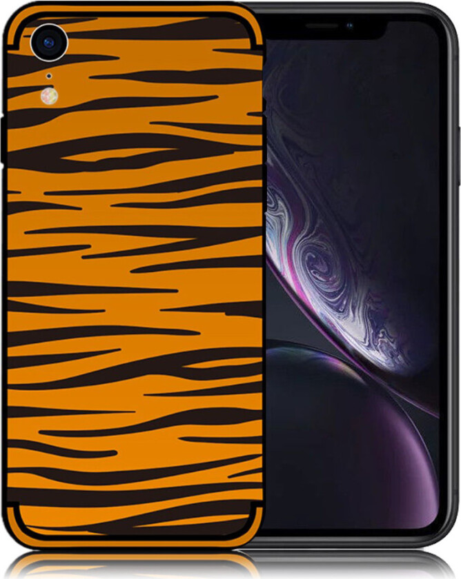 NXE iPhone Xr beskyttelses deksel av myk TPU med hevet printet mønster - brun sebra striper