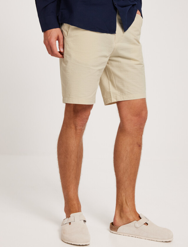 Slhregular-Karl Seersucker Shorts Tynne shorts Beige