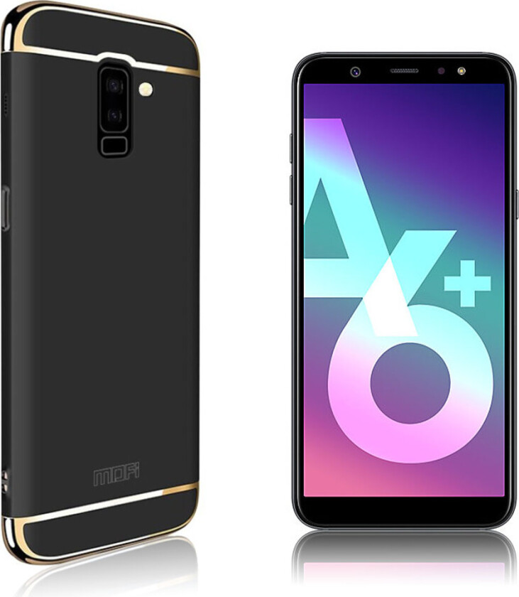 MOFI Samsung Galaxy A6 Plus beskyttelses deksel av plastikk med galvaniserte kanter - svart
