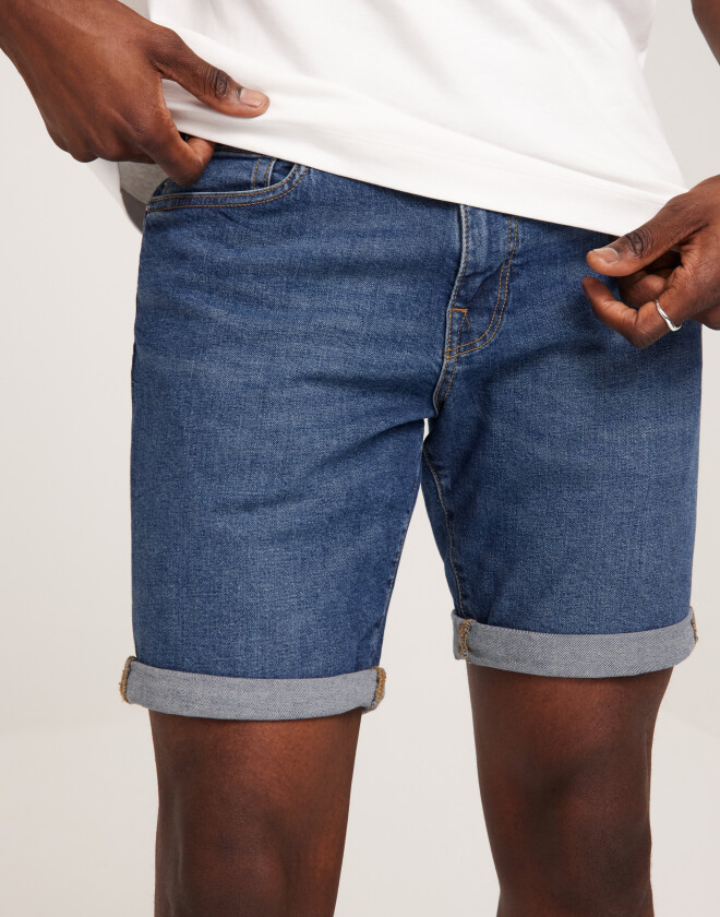 Slhslim Alex 3405 M.B Super Shorts Jeansshorts Blå
