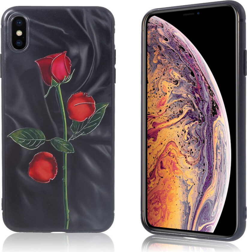 iPhone Xs Max beskyttelses deksel av myk TPU med hevet printet mønster - stil A