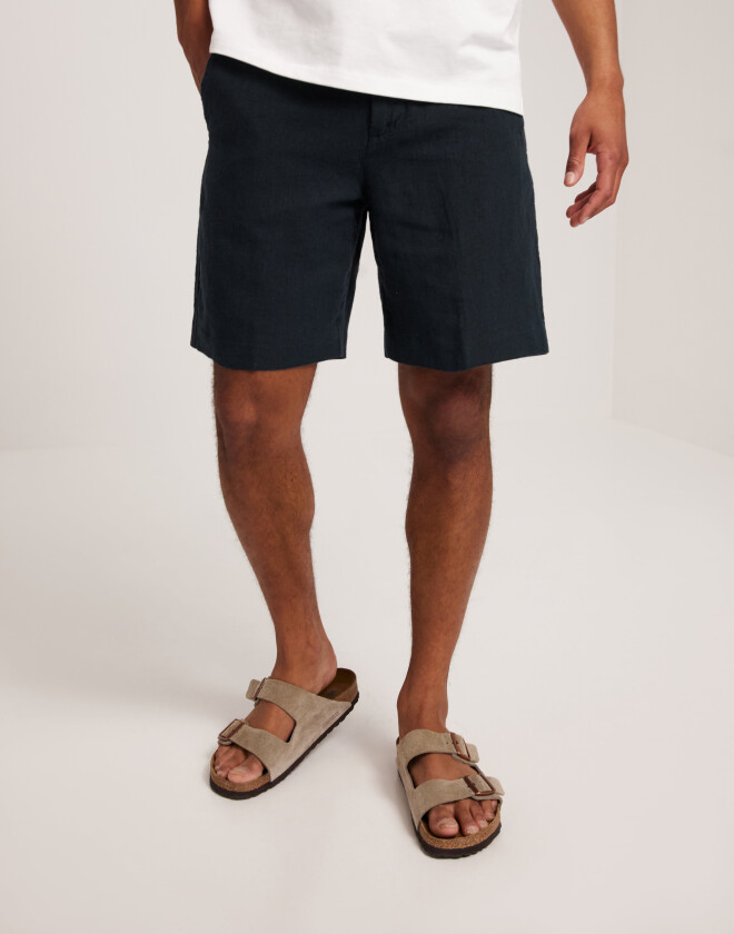 Slhregular-Mads Linen Shorts Noos Linshorts Blå