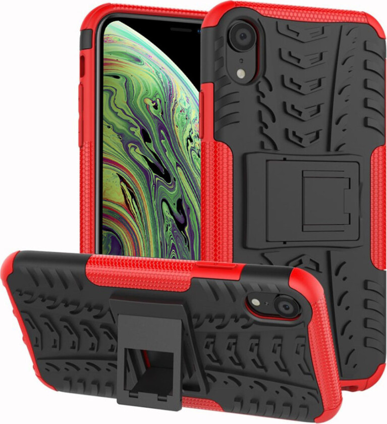 iPhone XS beskyttelses deksel av hybrid materiale med dekk mønster - rød