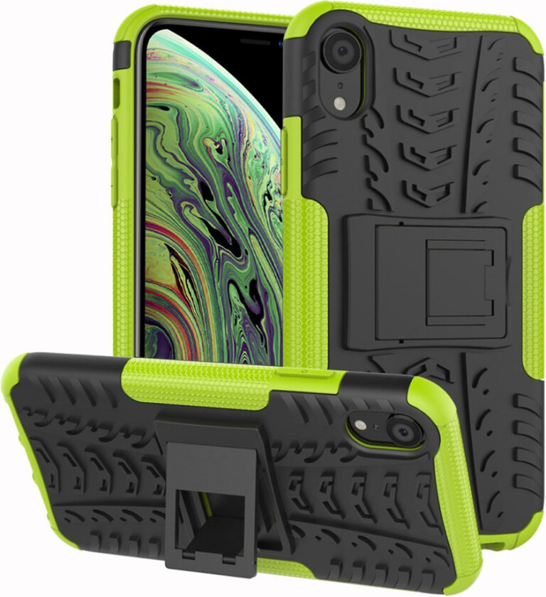 iPhone XS beskyttelses deksel av hybrid materiale med dekk mønster - grønn