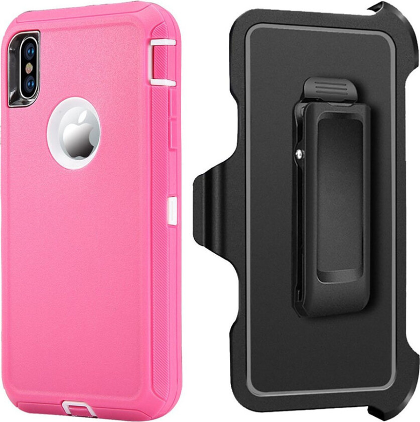 iPhone Xs Max beskyttelses deksel av plastikk og TPU - hvit og rosa