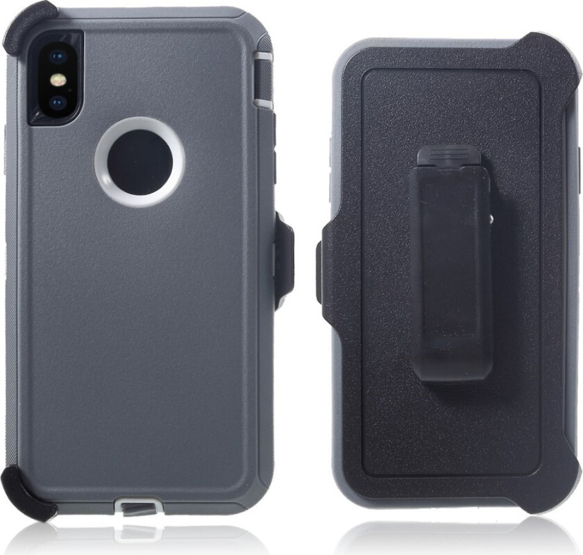 iPhone Xs Max beskyttelses deksel av hard plastikk og TPU - grå og hvit